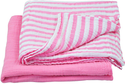 

green sprouts Striped  Crib Baby Blanket(Microfiber, Pink