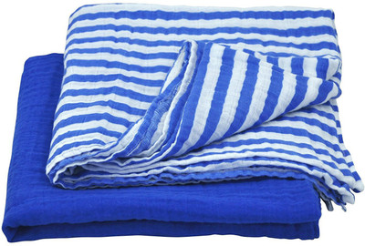 

green sprouts Striped  Crib Baby Blanket(Microfiber, Blue