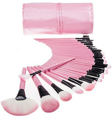 

Kisstyle Professional Cosmetic Makeup Brush Set Kit With Synthetic Leather Case Pink(Pack of 32)