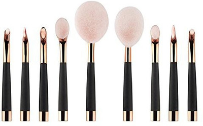 

Yonger Oval Toothbrush Set, Perfect For Foundation Cream Contour Powder Blush Concealer Eyebrow Pink(Pack of 9)