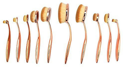 

Niceeshop Professional Soft Oval Toothbrush Makeup Brush Sets Foundation Brushes(rose Gold)(Pack of 10)