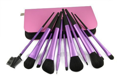 

Fakeface Professional Or Daily Use Cosmetic Make Up Brush Ntual Wool With Pink Case (purple Brush Handle)(Pack of 11)