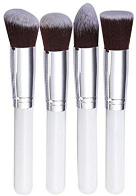 

Sunward Synthetic Kabuki Flat Foundation Brush Makeup Brushes (white&silver)(Pack of 4)