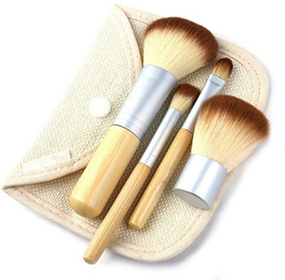 

Btyms Professional Bamboo Handle Cosmetic Elaborate Makeup Brush Sets +burlap Bag(Pack of 4)