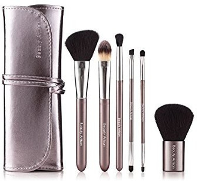 

Huluwa Tools Face Eye Shadow Foundation Blush Lip Makeup Brush Kit With Luxury Pouch Bag, Silver(Pack of 6)