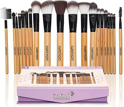 

Ivation Cosmetics Natural Facial Makeup Brush Set With Leather Pouch(Pack of 20)