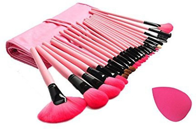 

Ama(tm) Sponge Puff + Facial Foundation Cosmetic Makeup Brushes Set Kits Tools (pink)(Pack of 24)