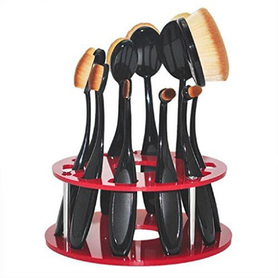 

Toopoot Cosmetic Shelf Tool, Oval Strong Makeup Brush Holder Drying Rack With Screw (red)(Pack of 10)