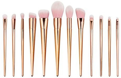 

Autumnfall Premium Synthetic Kabuki Foundation Eyeshadow Blush Concealer Powder Brush Kit (rosegold)(Pack of 12)