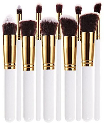 

Chinatera Professional Cosmetic Makeup Tool Brushes Set Powder Eyeshadow (white+gold)(Pack of 10)