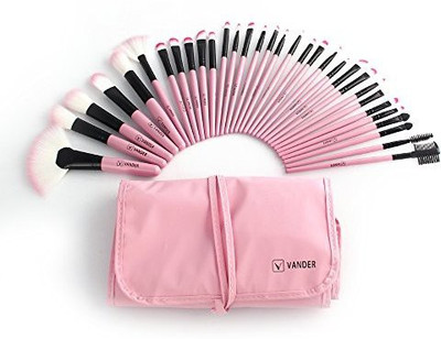 

Vander Professional Make Up Brush Excellent Cosmetics Pink Makeup Brushes Set Kit With Leather Bag(Pack of 32)
