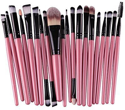 

Amarkup Pro Powder Foundation Eyeshaow Eyeliner Lip Conclear Cosmetics Blending Brushes (pink+black)(Pack of 20)