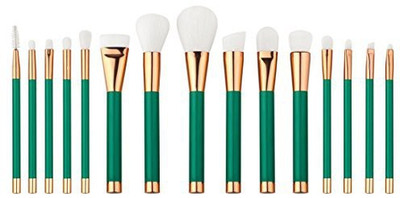 

Cokate Luxurious Makeup Brushes Pro Cosmetic Make Up Brush Set Superior Soft (green)(Pack of 15)