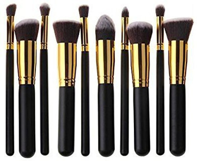 

Zxuy Premium Synthetic Hair Cosmetics Foundation Blending Blush Face Powder Makeup Brush Kit(Pack of 10)