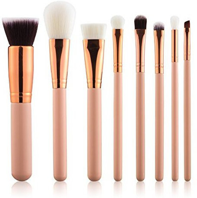 

Summifit Professional Set Powder Foundation Contour Blending Eyeshadow Blush Brush Kit (pink Rose Gold)(Pack of 8)