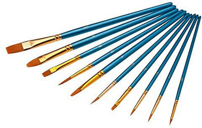 

Gosear Make Up Makeup Cosmetic Face Body Paint Nylon Hair Brush Set Watercolor Oil Painting Supplies Blue(Pack of 10)