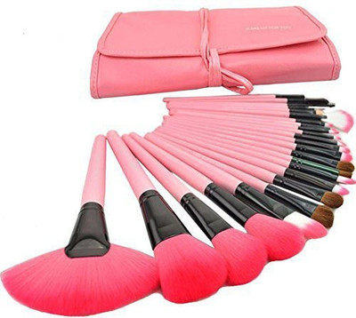 

Kupoo Professional Cosmetic Makeup Brush Set Kit With Synthetic Leather Case_pink(Pack of 24)