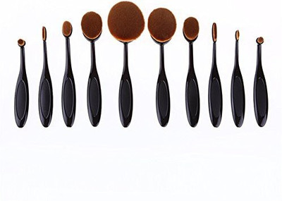 

Nuobo Professional Oval Makeup Brush Set Toothbrush Face Foundation Powder Brush Kits Cosmetic Brushes(Pack of 10)