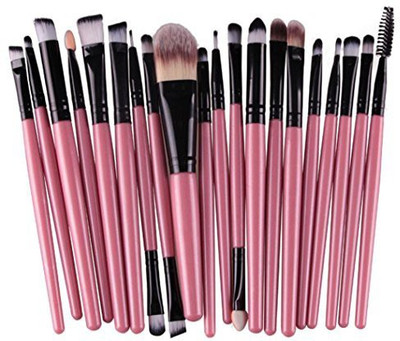 

Fullkang Makeup Brush Set Tools Make-up Toiletry Kit Wool Make Up Brush Set (pink black)(Pack of 20)