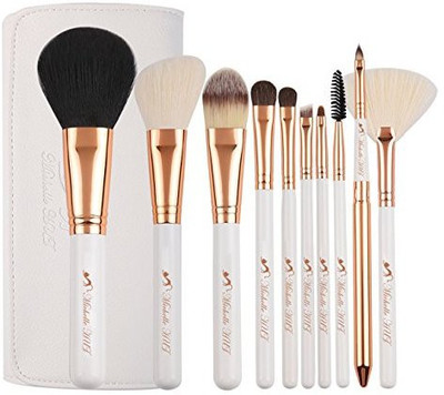 

Michelle Hui Premium Makeup Cosmetics Brushes Set Kits With White Leather Case Bag(Pack of 10)