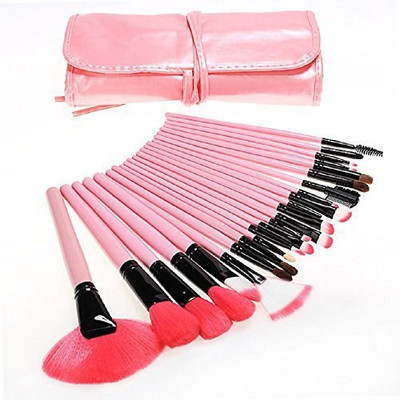 

Eshion Professional Wooden Handle Makeup Cosmetic Brush Set With Pink Leather Case(Pack of 24)