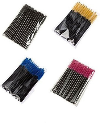 

Alincas Senchanting 4x Rose Red & Blue & Yellow & Black 4 Color Disposable Eyelash Mascara Brush(Pack of 50)
