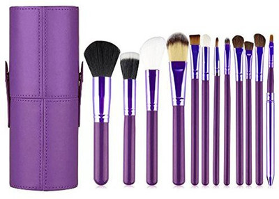 

Kolight Set Of Professional Cosmetic Brush Kit Makeup Tool With Cup Leather Holder Case (purple)(Pack of 12)