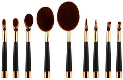 

Muxika ® /set Professional Toothbrush Soft Face Eyeliner Lip Oval Makeup Brush Kits (rose Gold)(Pack of 9)