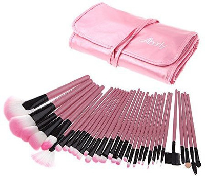 

Abody ® Wood Makeup Brushes Kit Professional Cosmetic Make Up Set + Pouch Bag Case (pink)(Pack of 32)