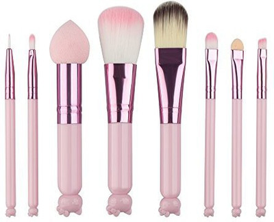 

Fullkang Makeup Brush, Cute Hello Kitty Foundation Eyebrow Eyeliner Blush Cosmetic Concealer Brushes Pink(Pack of 8)