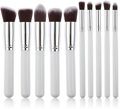 

Pree Cosmetics White Nylon Synthetic Makeup Brush Set By(Pack of 10)