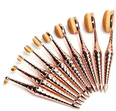 

Nuobo New Oval Makeup Brush Set Foundation Contour Concealer Blending Cosmetic Brushes Kit Diamond Shape(Pack of 10)