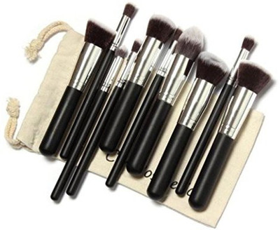 

Mostsola Cosmetic Makeup Brush Set With Free Gift Draw String Makeup Brush Bag (silver)(Pack of 10)