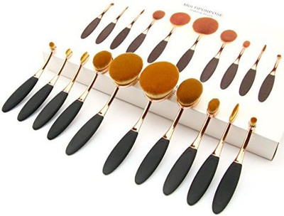 

Q-life Rose Gold Oval Cosmetics Brushes Toothbrush Curve Makeup Tools For Face And Eyes(Pack of 10)
