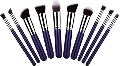 

Crazysounds Make Up Brushes Eyeshadow Eyebrow Shadow Powder Cosmetics Tools Kit (silver+purple+grey)(Pack of 10)