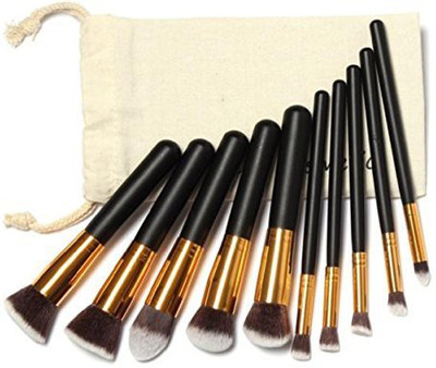 

Lookatool Professional Makeup Brushes Set Makeup Brushes Kit Draw String Makeup Bag (gold)(Pack of 10)