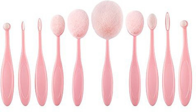 

Tmalltide Pink Toothbrush Cometic Makeup Brush Eyebrow Foundation Eyeliner Lip Oval Brushes(Pack of 10)