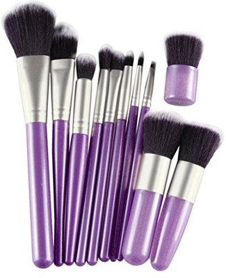 

Yoyorule Pro Makeup Cosmetic Brush Eyebrow Foundation Powder Kabuki Brushes Set ( Purple+silver)(Pack of 11)