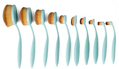 

Varichlotus Oval Toothbrush Blend Foundation Set Cream Fluid Moisturizers Primers Beauty Kit (blue)(Pack of 10)
