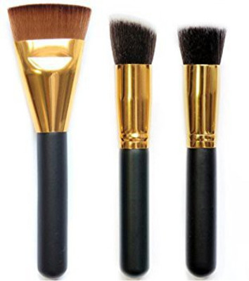 

Fheaven Synthetic Kabuki Flat Foundation Brush Single Makeup Cosmetic Brush (gold)(Pack of 3)