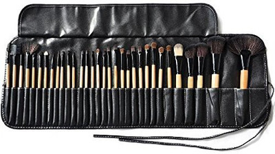 

Klaren Professional Pro Wood Handle Makeup Cosmetic Eyeshadow Concealer Brush Set Kit (beige)(Pack of 32)