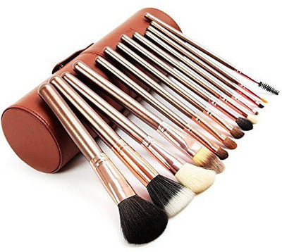 

De'lanci Premium Kabuki Set Cosmetic Foundation Blending Make Up Brushes Tools Kit With Case (brown)(Pack of 13)