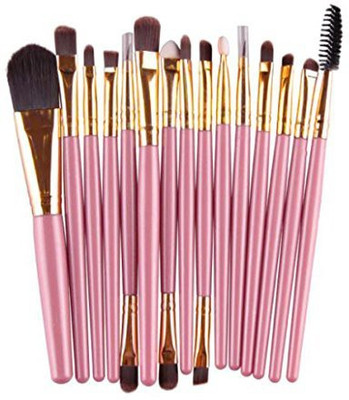 

Beautyvan Brush, Eye Shadow Eyebrow Lip Brush Makeup Brushes Tool (pink)(Pack of 15)