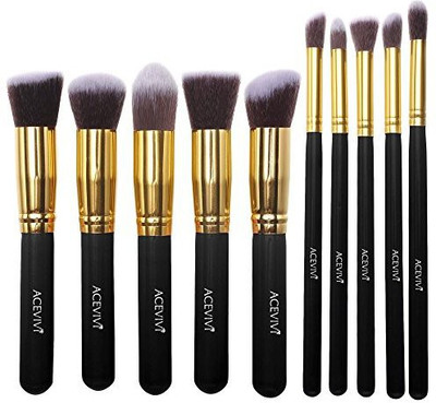 

Acevivi Professional Premium Synthetic Kabuki Makeup Brush Set(Pack of 10)