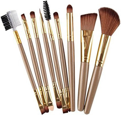 

Alonea Makeup Cosmetic Brushes Eyeshadow Eye Shadow Foundation Blending Brush (gold)(Pack of 9)
