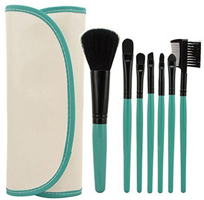 

Phoenix B2c Utility Cosmetic Makeup Brush Powder Blush Eyelash Brow Concealer Lip Kit Set (coral Green)(Pack of 7)
