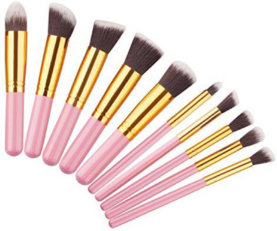 

Tonsee Cosmetic Makeup Brushes Set Foundation Powder Eyeshadow Brush (pink + Gold)(Pack of 10)