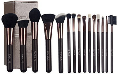 

Sixplus 70%sale！ Coffee Makeup Brush Set With Makeup Holder (coffee)(Pack of 15)