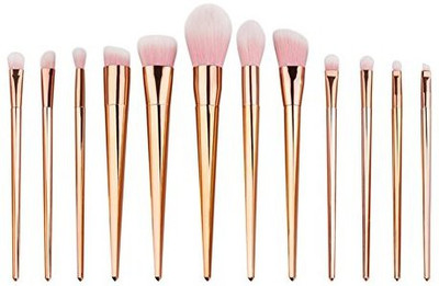 

Exgizmo Foundation Blusher Eyeshadow Makeup Cosmetic Brushes Set Kits Tools (rose Gold)(Pack of 12)