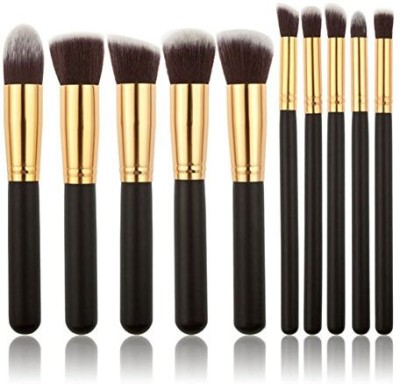 

Nuobo Beauty Cosmetics Foundation Brush Eyliner Blending Brushes Make Up Brushes Kit (black Gold)(Pack of 10)